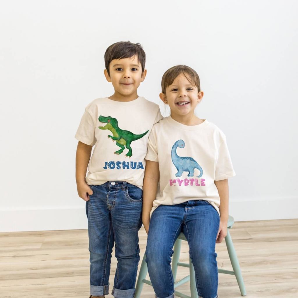 Personalised Dadsaurus shirt with kids name