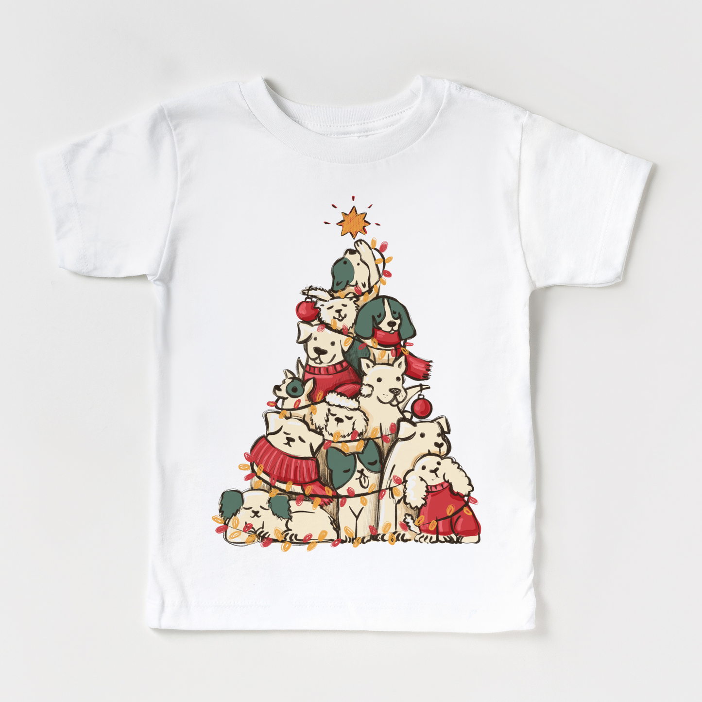 Dogs Christmas Tree T shirt for Kids