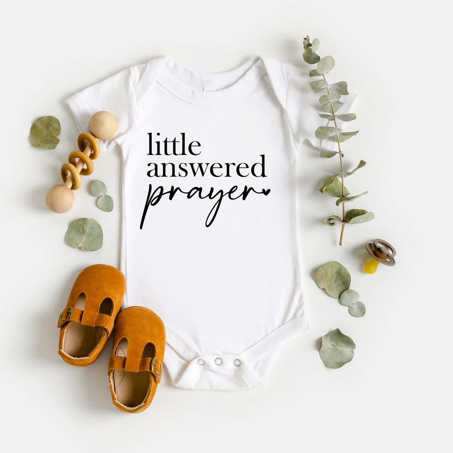 Little Answered prayer Baby Onepiece for Pregnancy Announcement