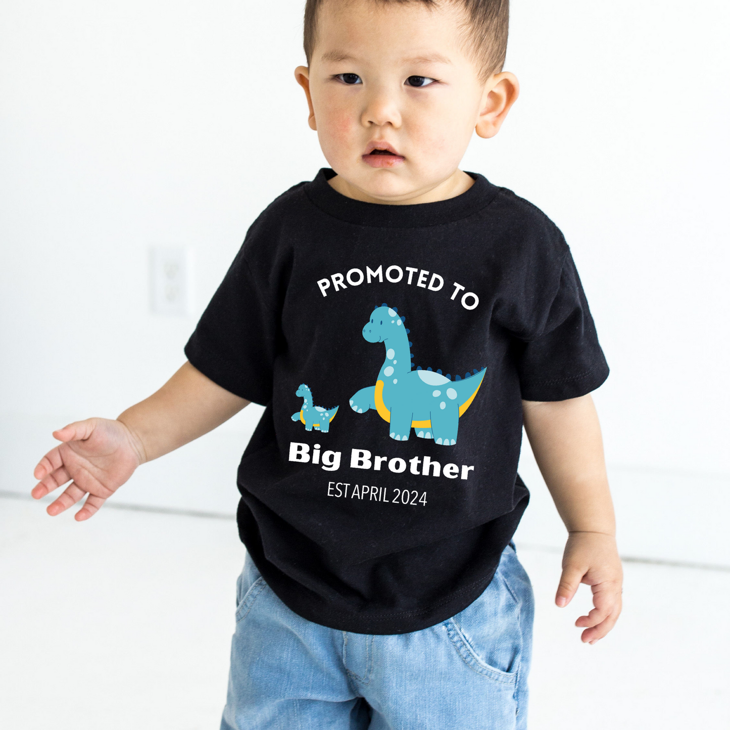 Promoted to big brother dinosaur t shirt for kids (Personalised)