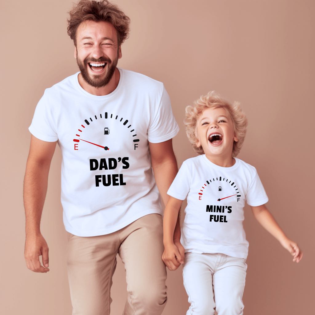 Dad and mini Fuel matching shirts