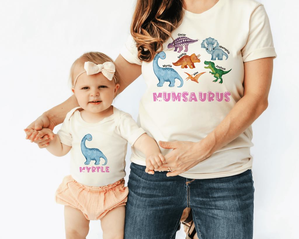 Personalised Dadsaurus Shirt with Kids Name