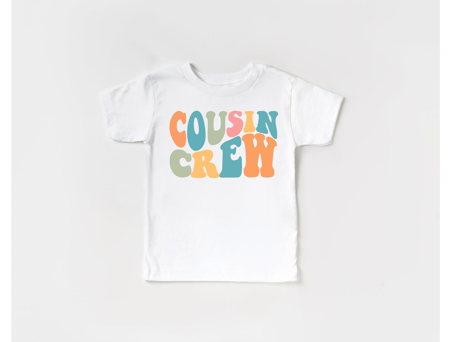 Cousin crew printed on white shirt