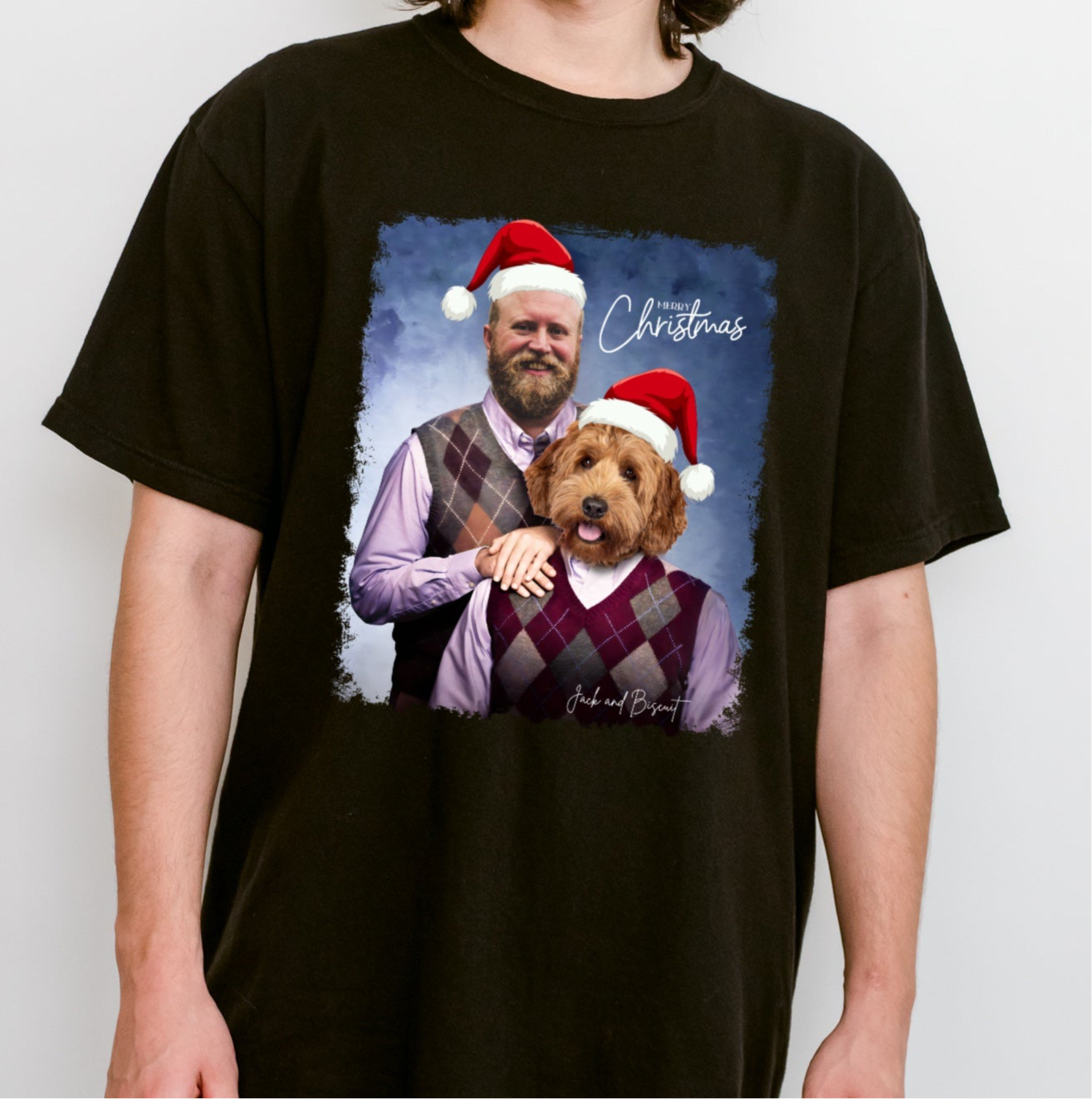 Custom Pet Christmas Portrait shirt
