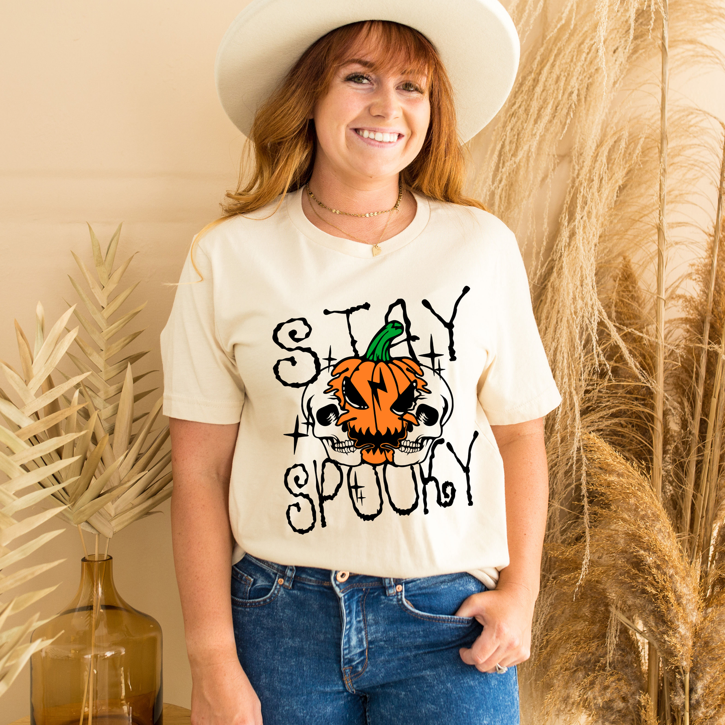 Stay Spooky Pumpkin and Skulls T Shirt