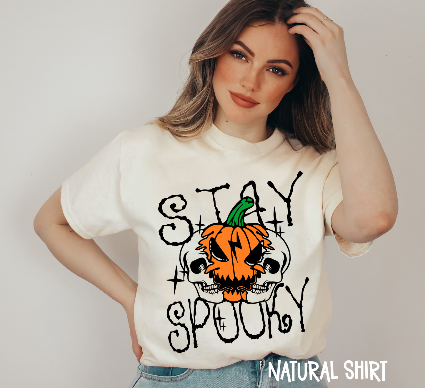 Stay Spooky Pumpkin and Skulls T Shirt
