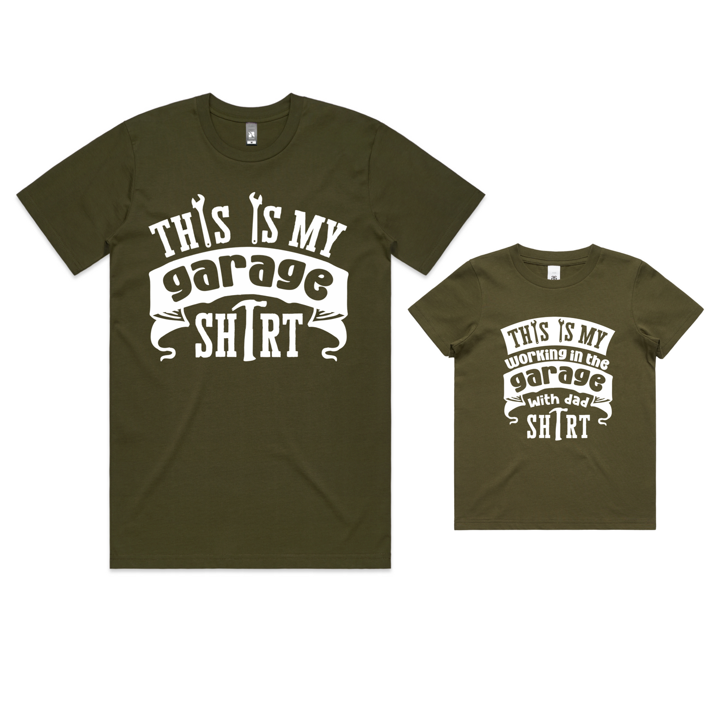 Dad and child Garage matching t shirt