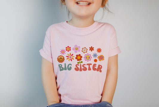 Big Sister T-Shirt in Groovy flowers