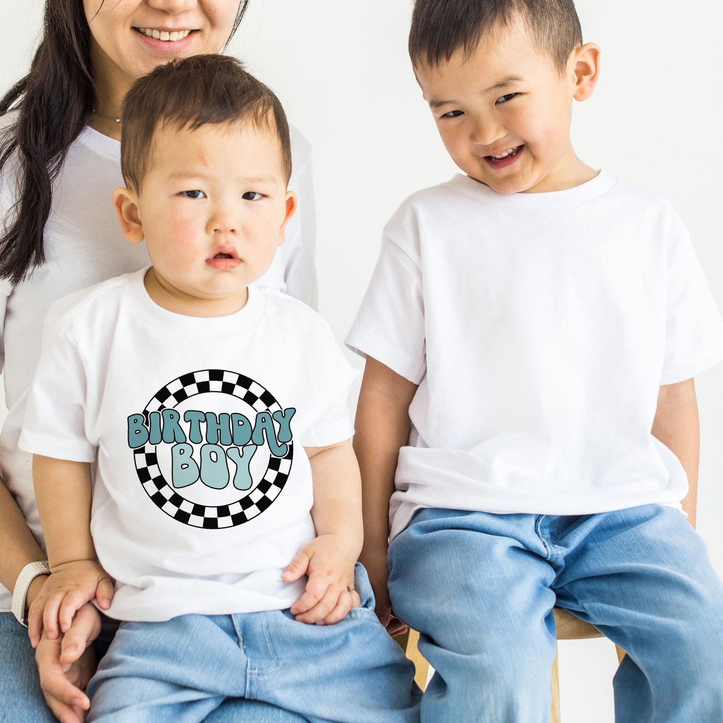 Round Chekered Birthday Boy T-shirt