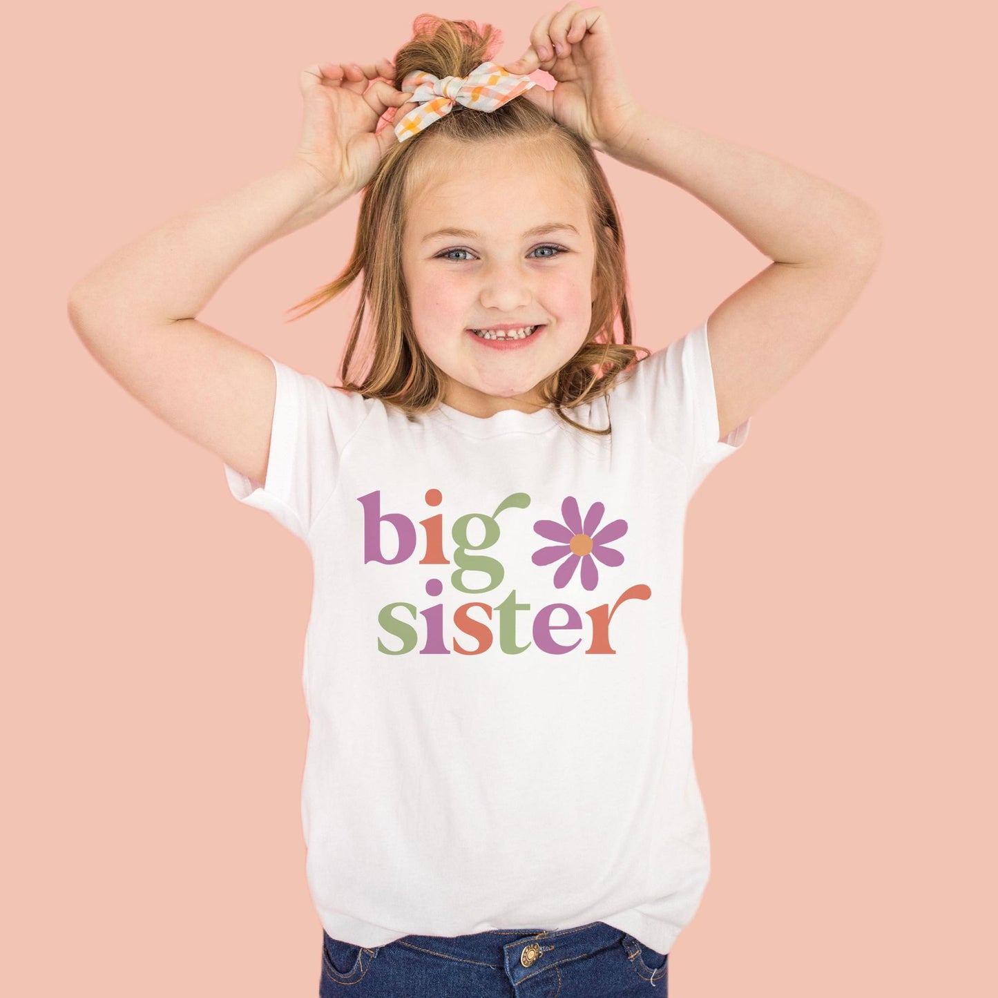 Flower Accented Big Sister T-Shirt