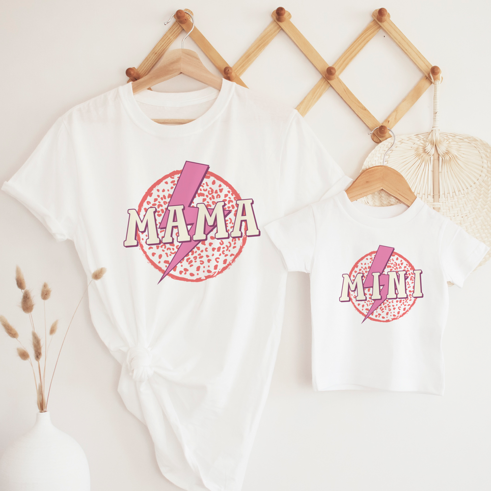 mama and mini t shirt with leopard print matching shirts