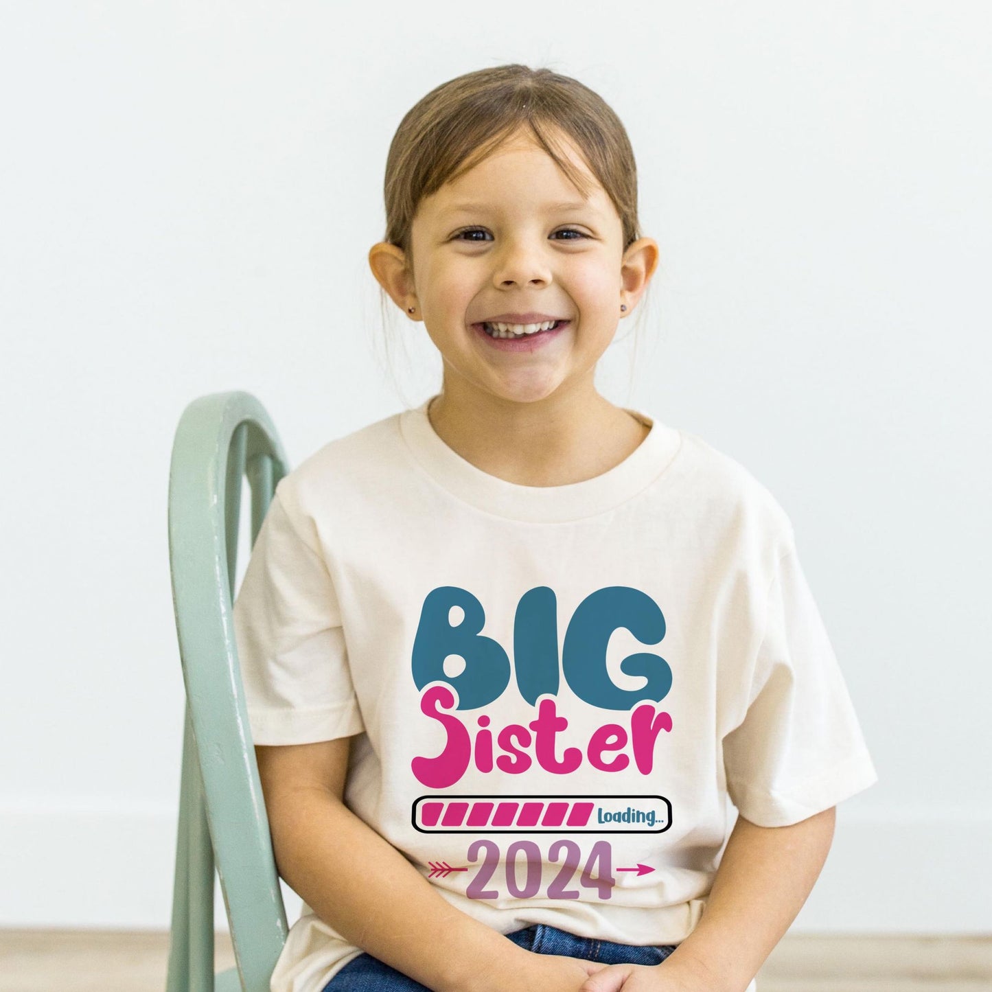 White T-shirt with Big Sister print