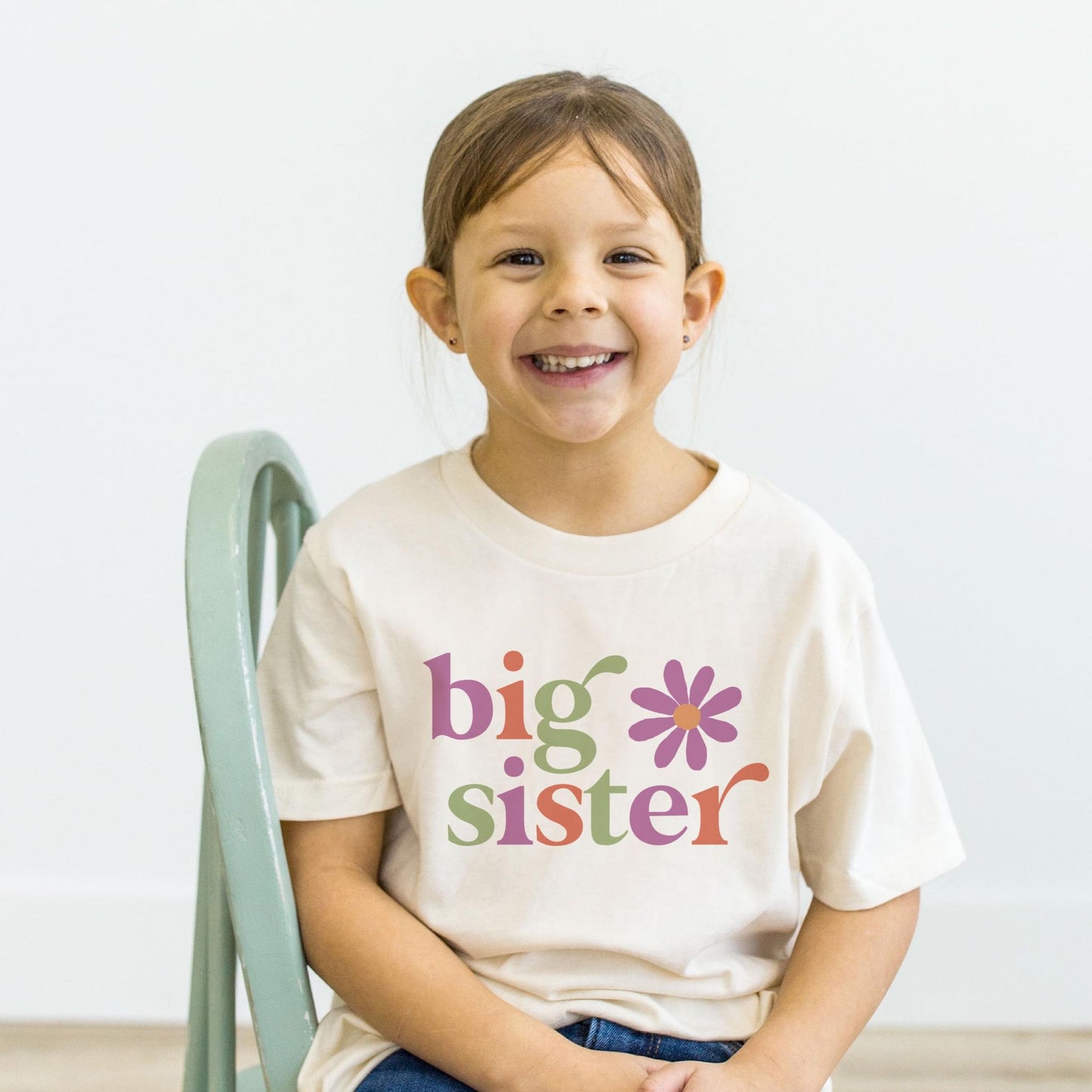 Flower Accented Big Sister T-Shirt