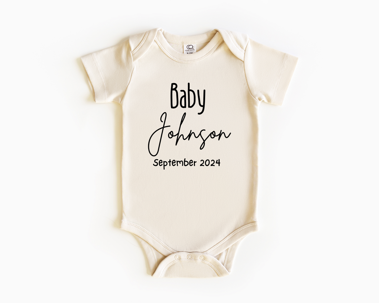 Personalised Family Name Baby Onepiece for Pregnancy Announcement