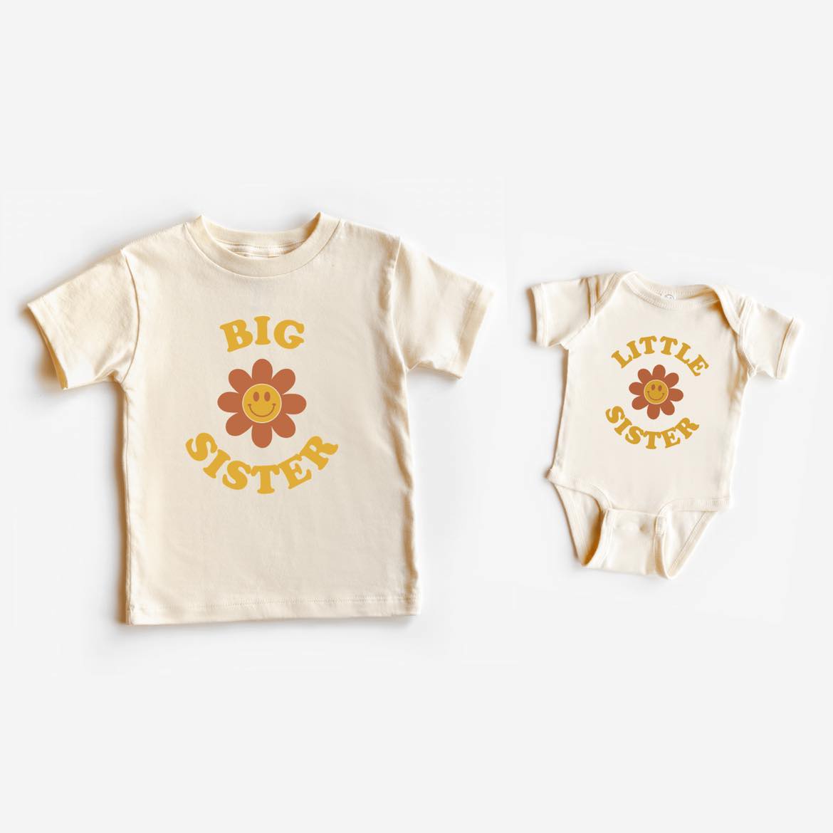 Big Sister and Little Sister Daisy Flower Matching T shirts