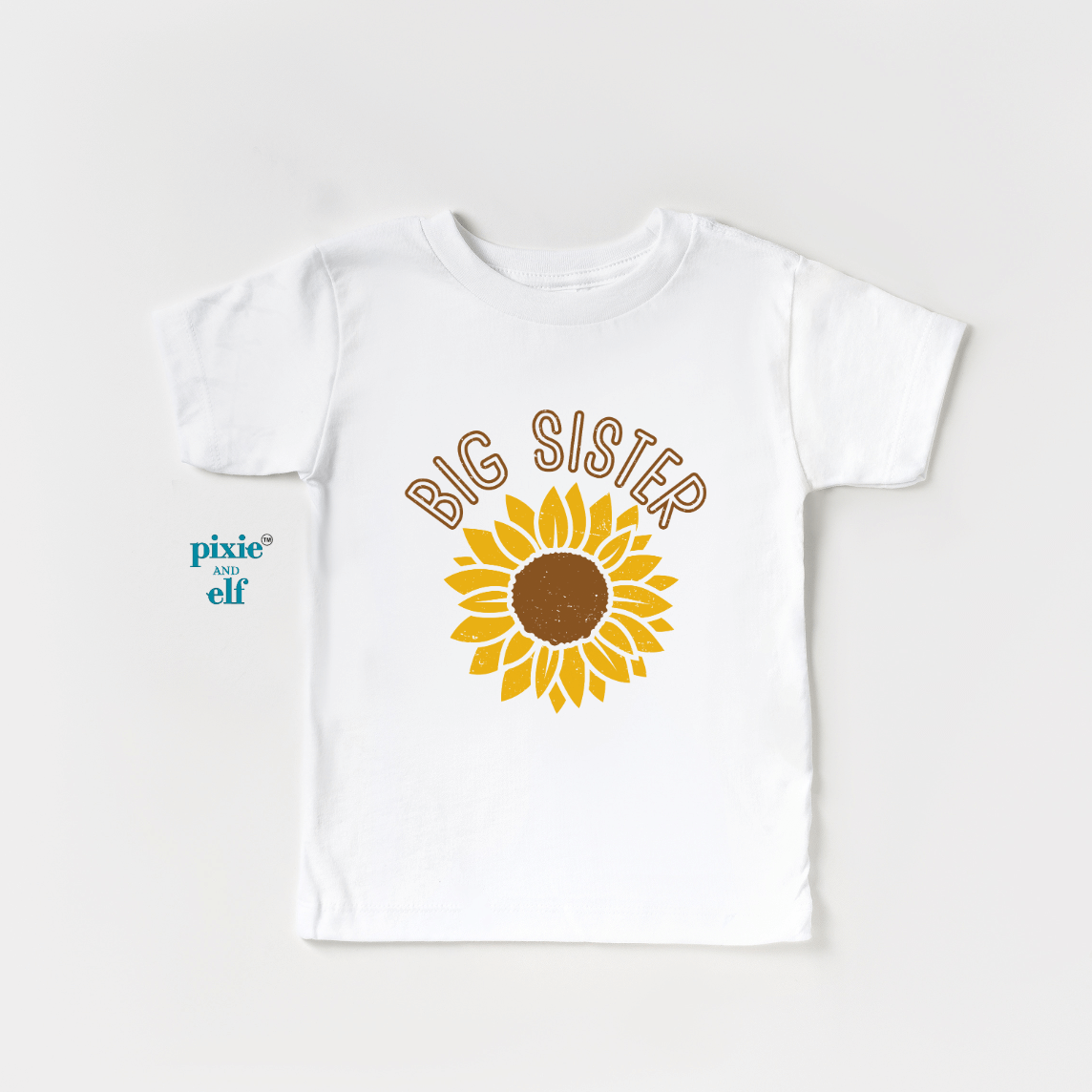 Big Sister Sunflower shirt in white
