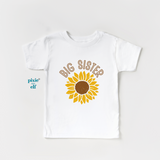 Big Sister Sunflower shirt in white