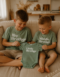 Big, Middle and Little Brother or Sister Matching Shirts in Sage