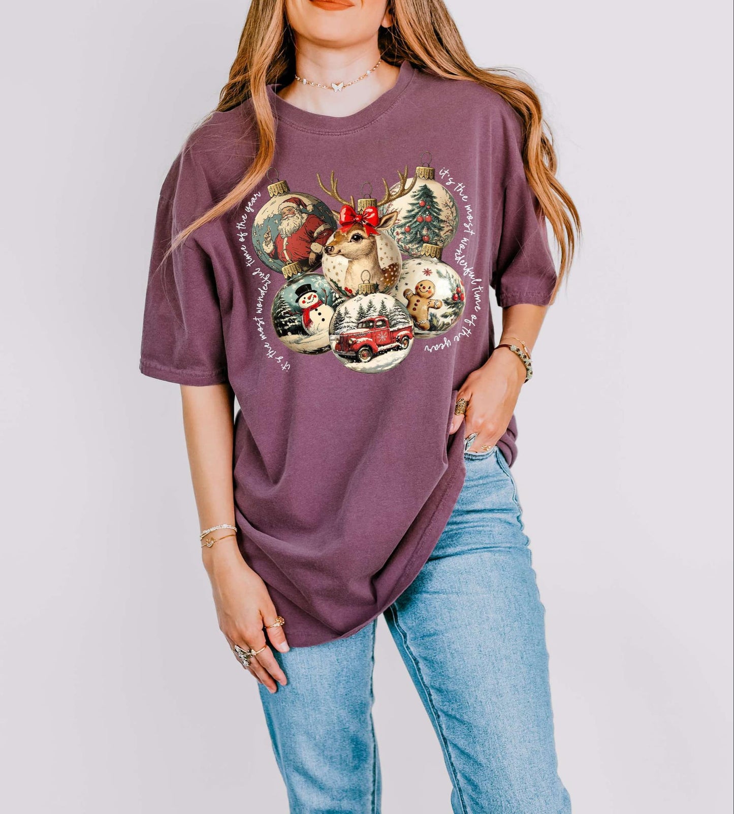 Most wonderful time of the year Comfort Colors shirt in Berry