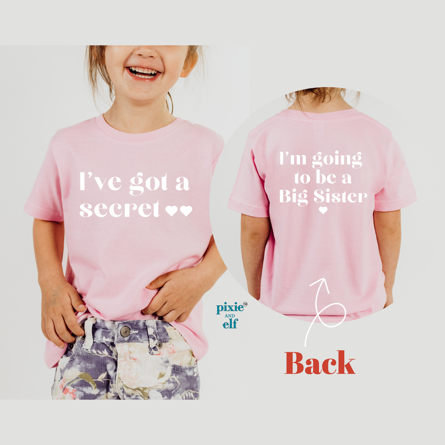 I’ve got a secret, I’m going to be a big sister in pink shirt
