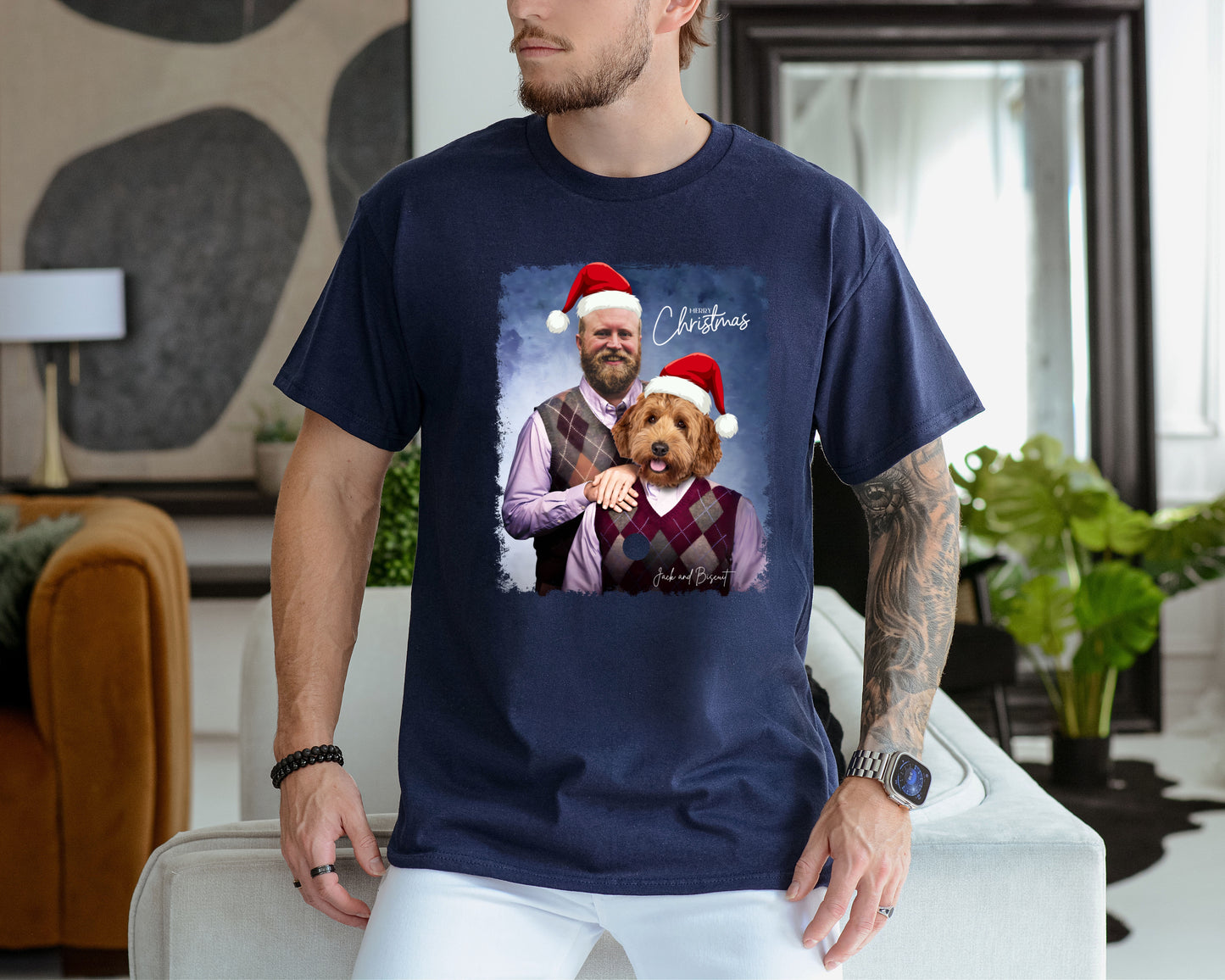 Custom Pet Christmas Portrait shirt