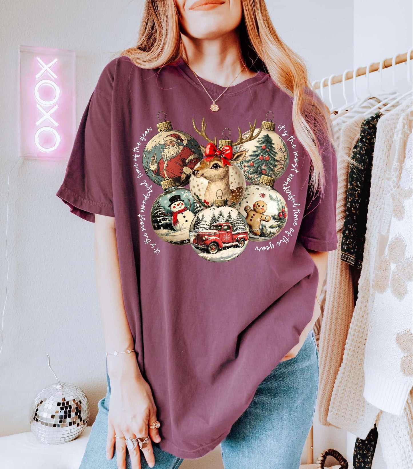 Most wonderful time of the year Comfort Colors shirt in Berry