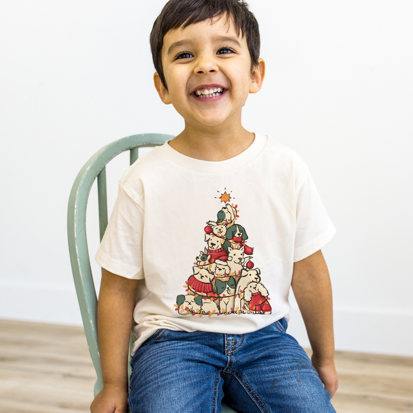 Dogs Christmas Tree T shirt for Kids