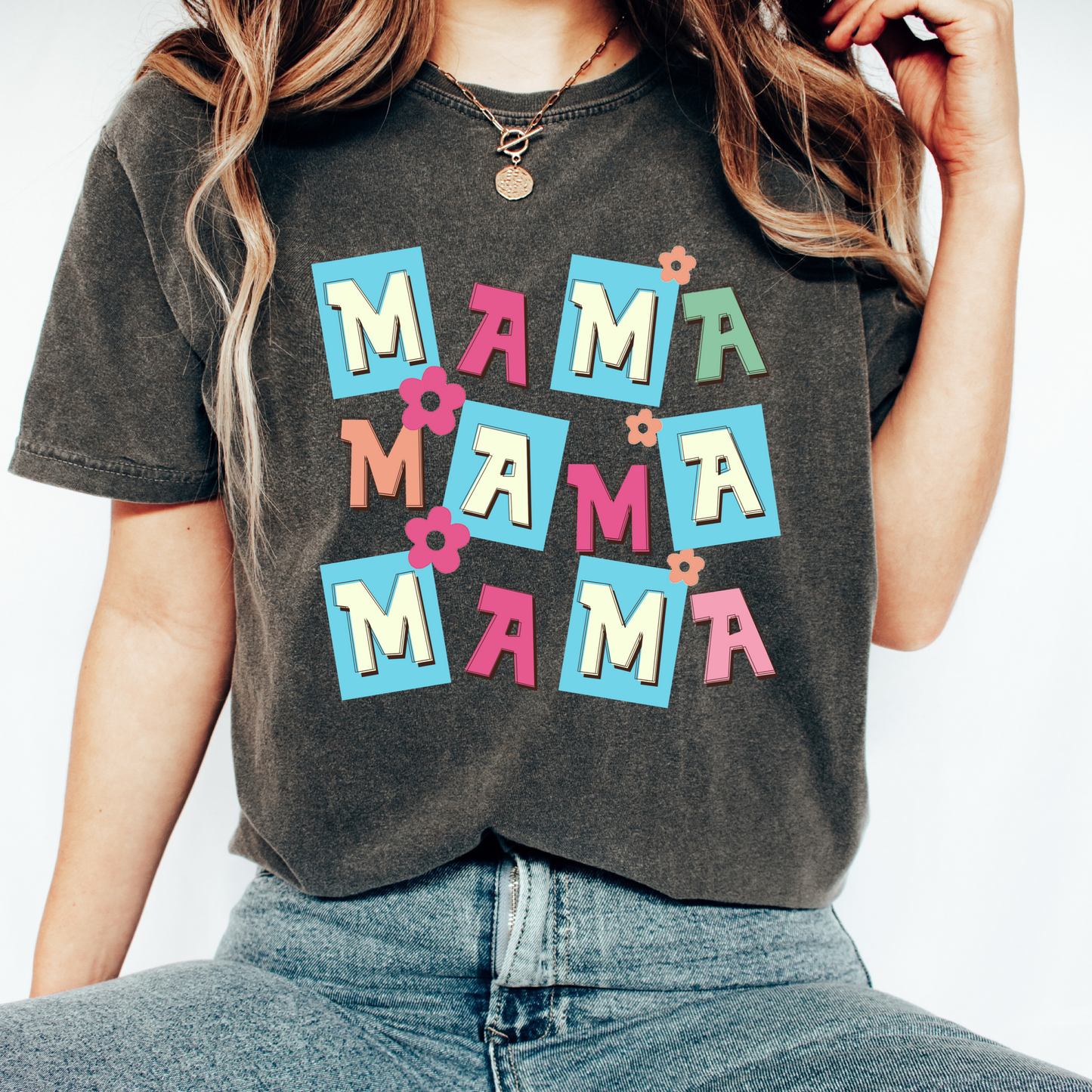 Mama with fancy design t shirt in Comfort Colors
