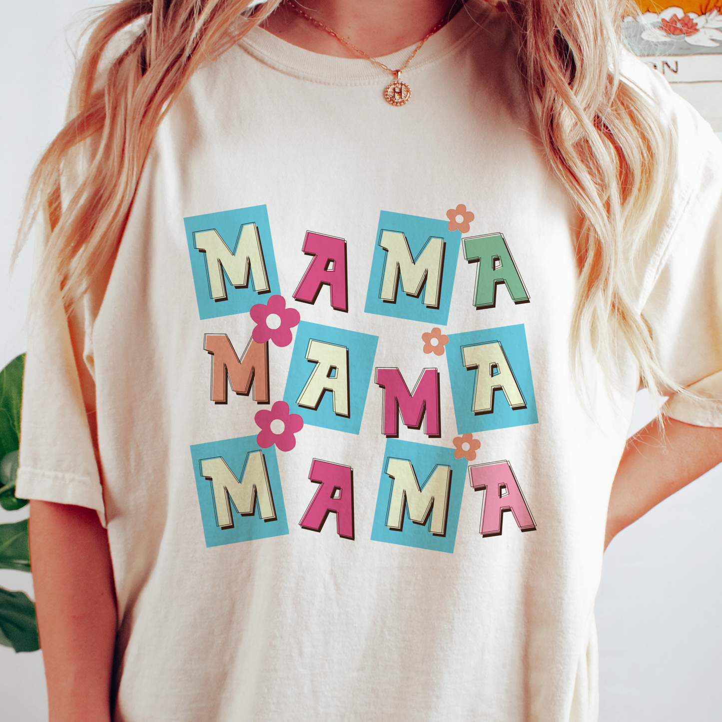 Mama with fancy design t shirt in Comfort Colors