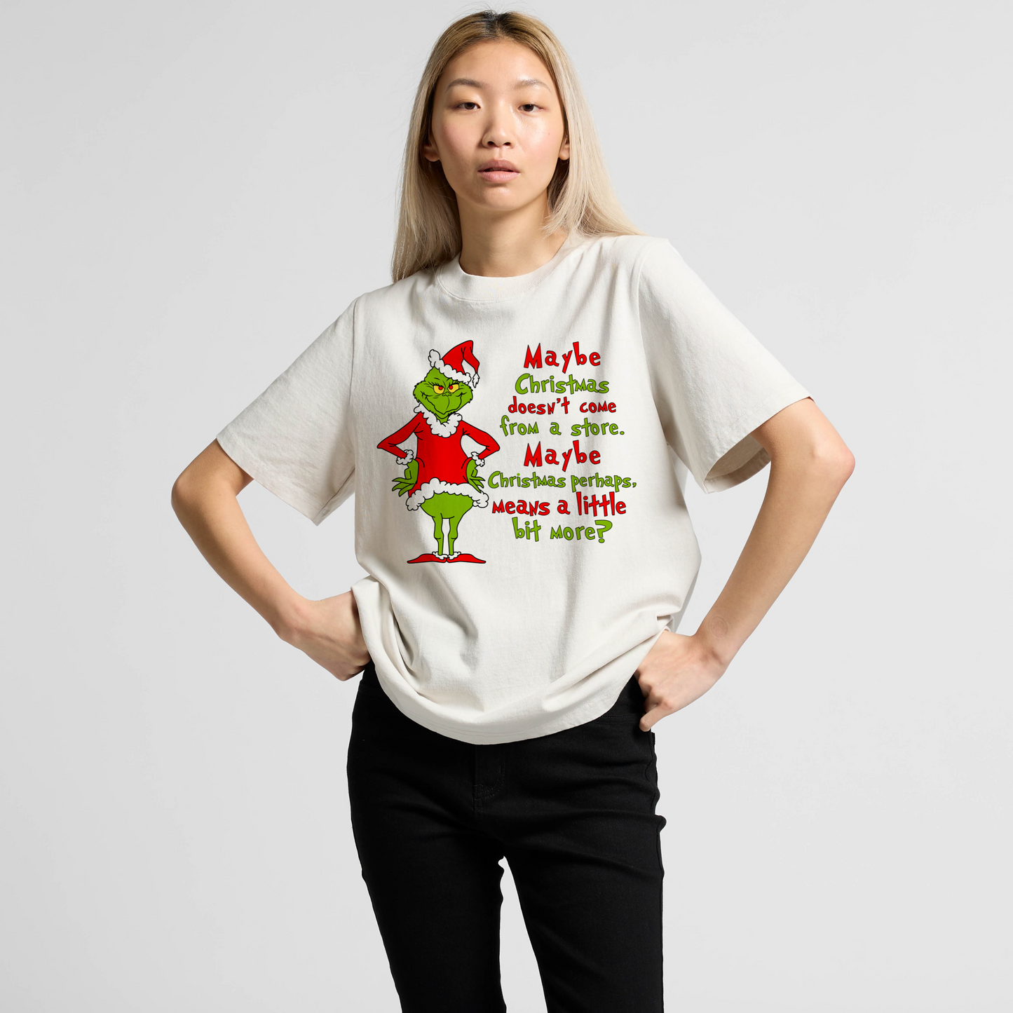 Christmas doesn’t come from a store t shirt in AS COLOURS Faded Bone