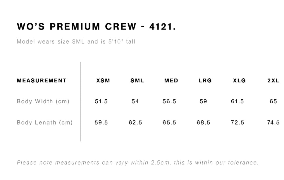 Adult Jumper Size Chart