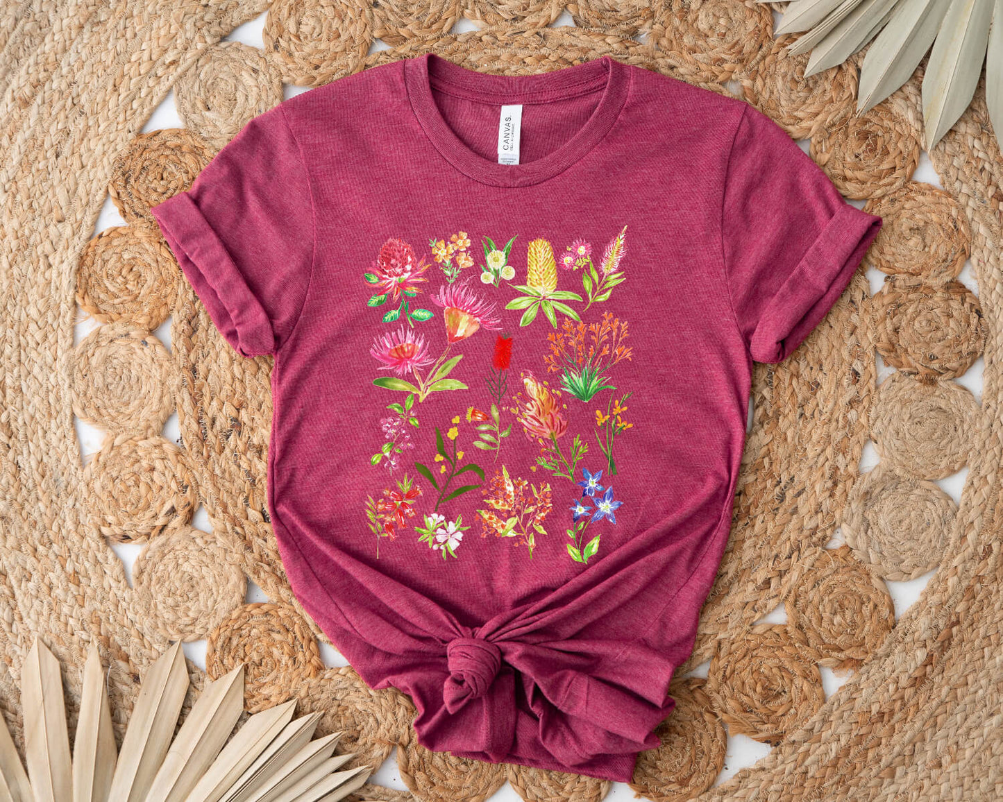 Australian Native Flowers Shirt in berry