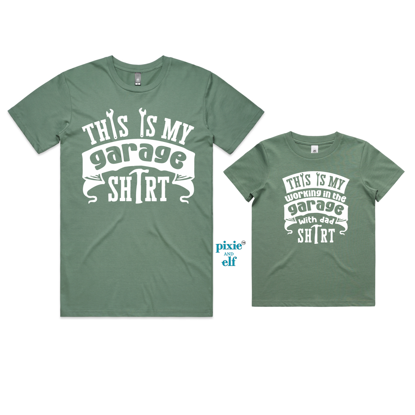 Dad and child Garage matching t shirt