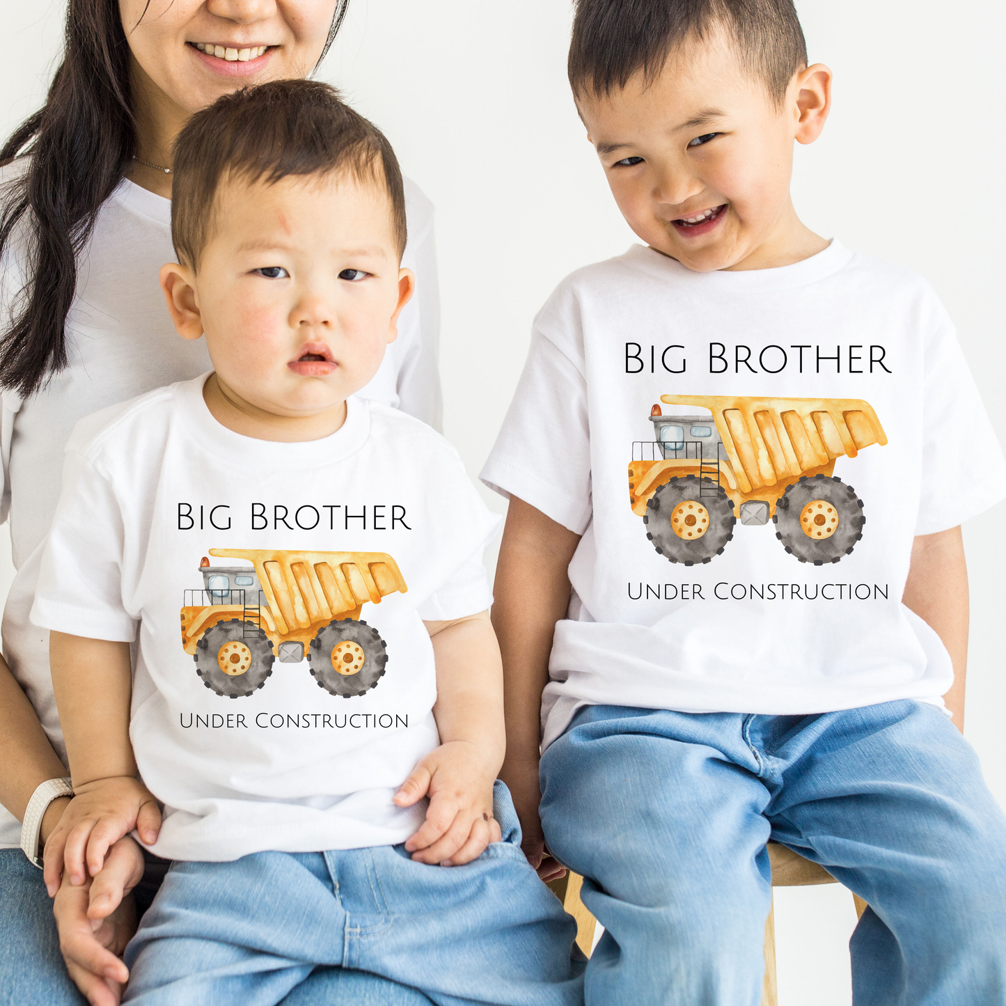 big brother under construction t shirt with a yellow truck