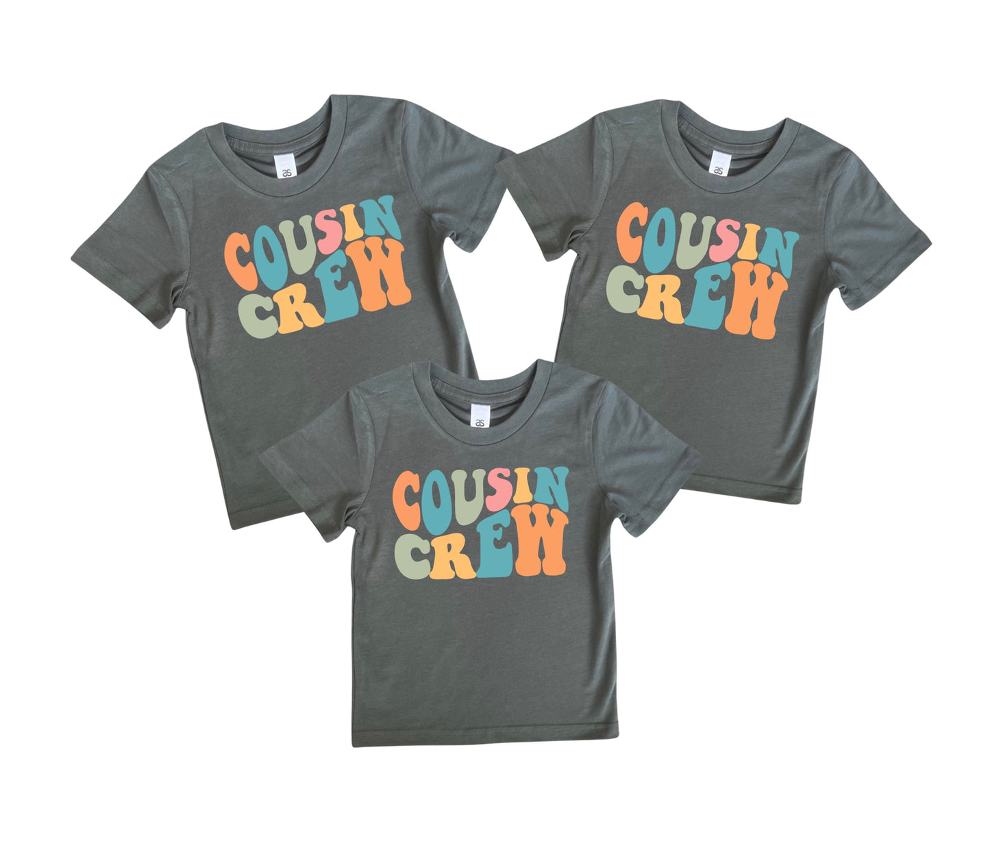 Cousin crew printed on charcoal shirt for kids