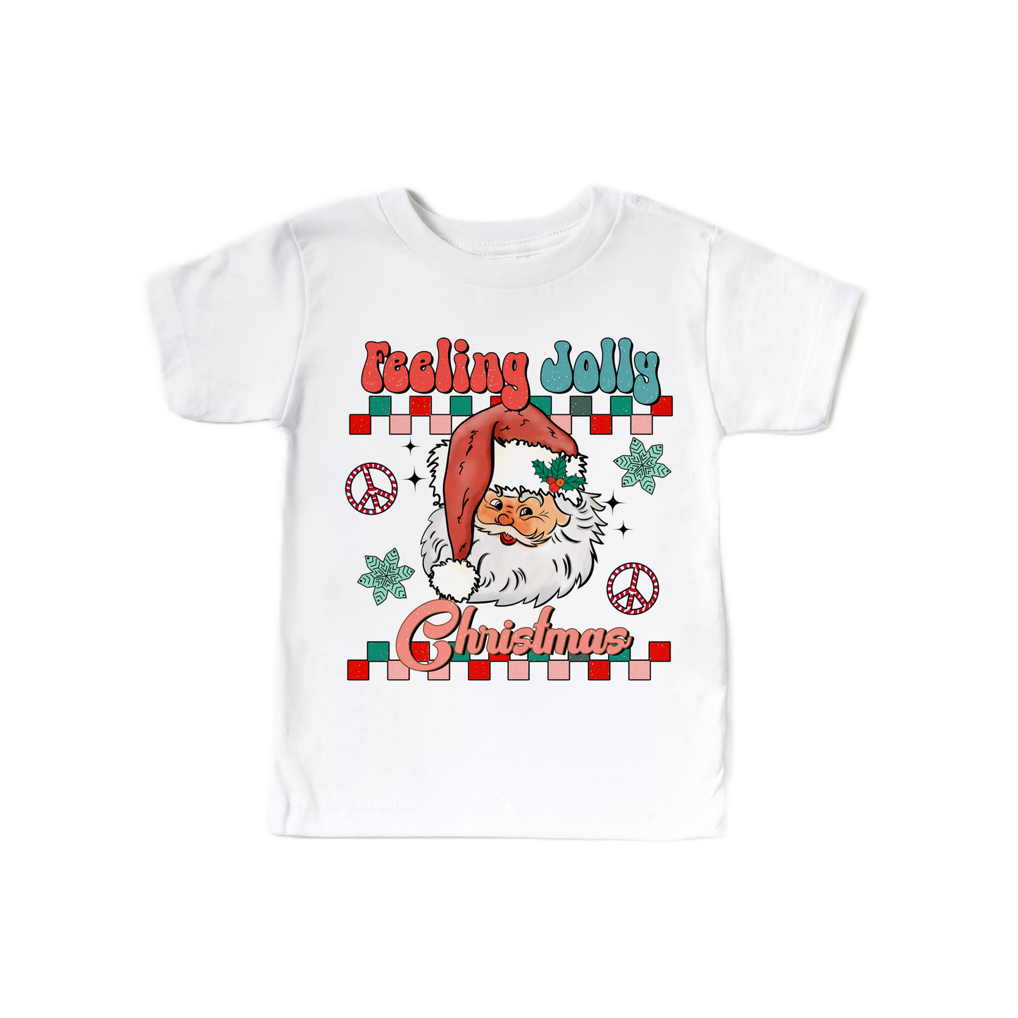 Feeling Jolly Christmas Kids Tshirt, Retro Santa Claus Shirt