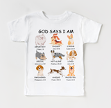 Pink T-shirt with print God says I am
