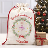 Nutcracker Ballerina Christmas Santa sack with personalided Name