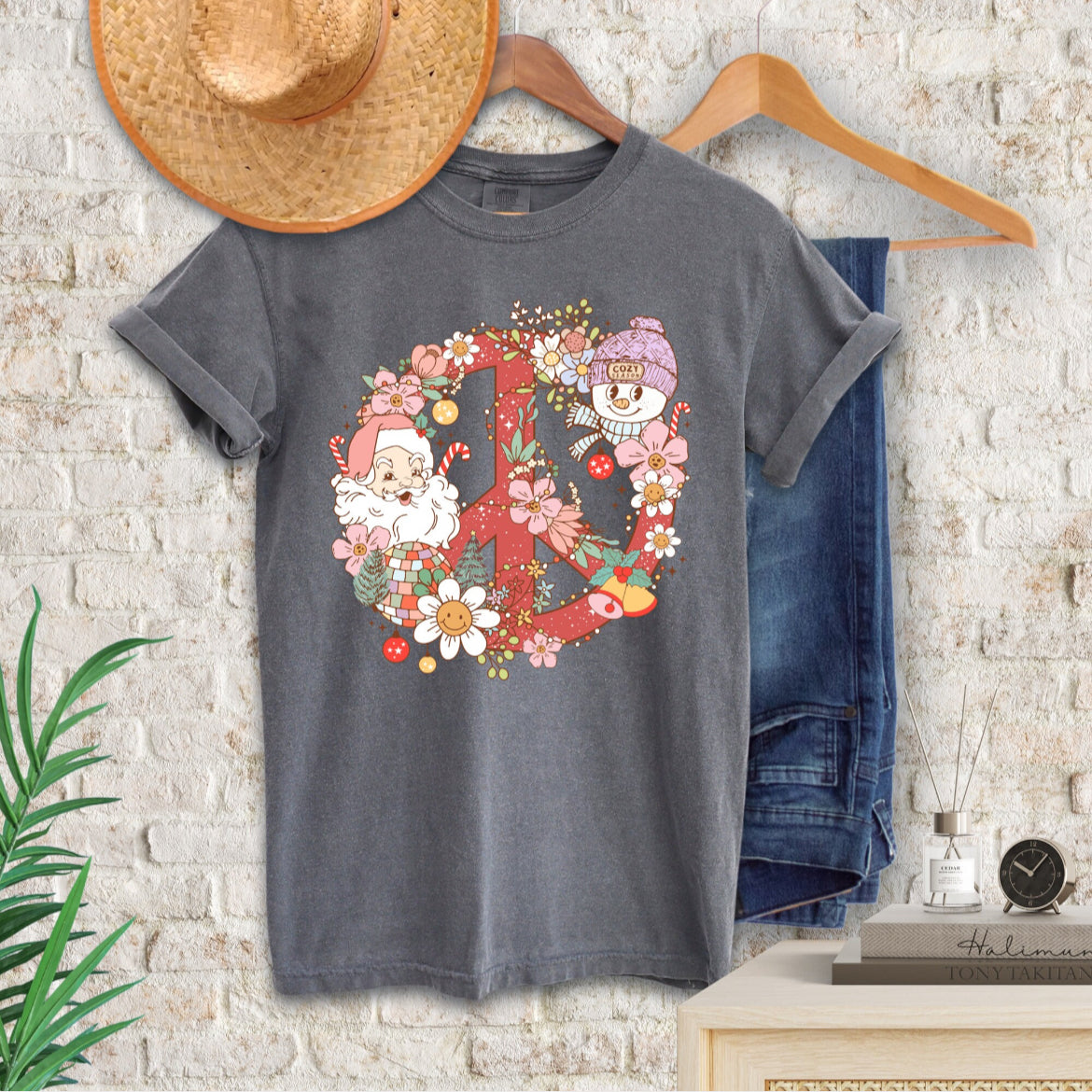 Christmas Peace Wreath Shirt in Comfort Colors