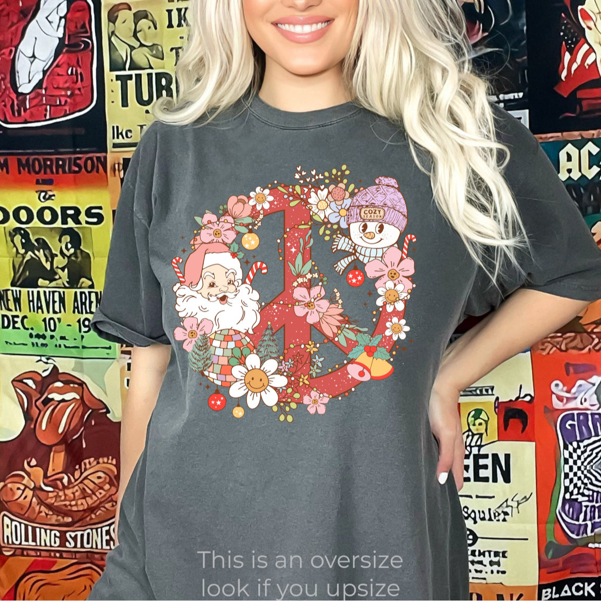 Christmas Peace Wreath Shirt in Comfort Colors