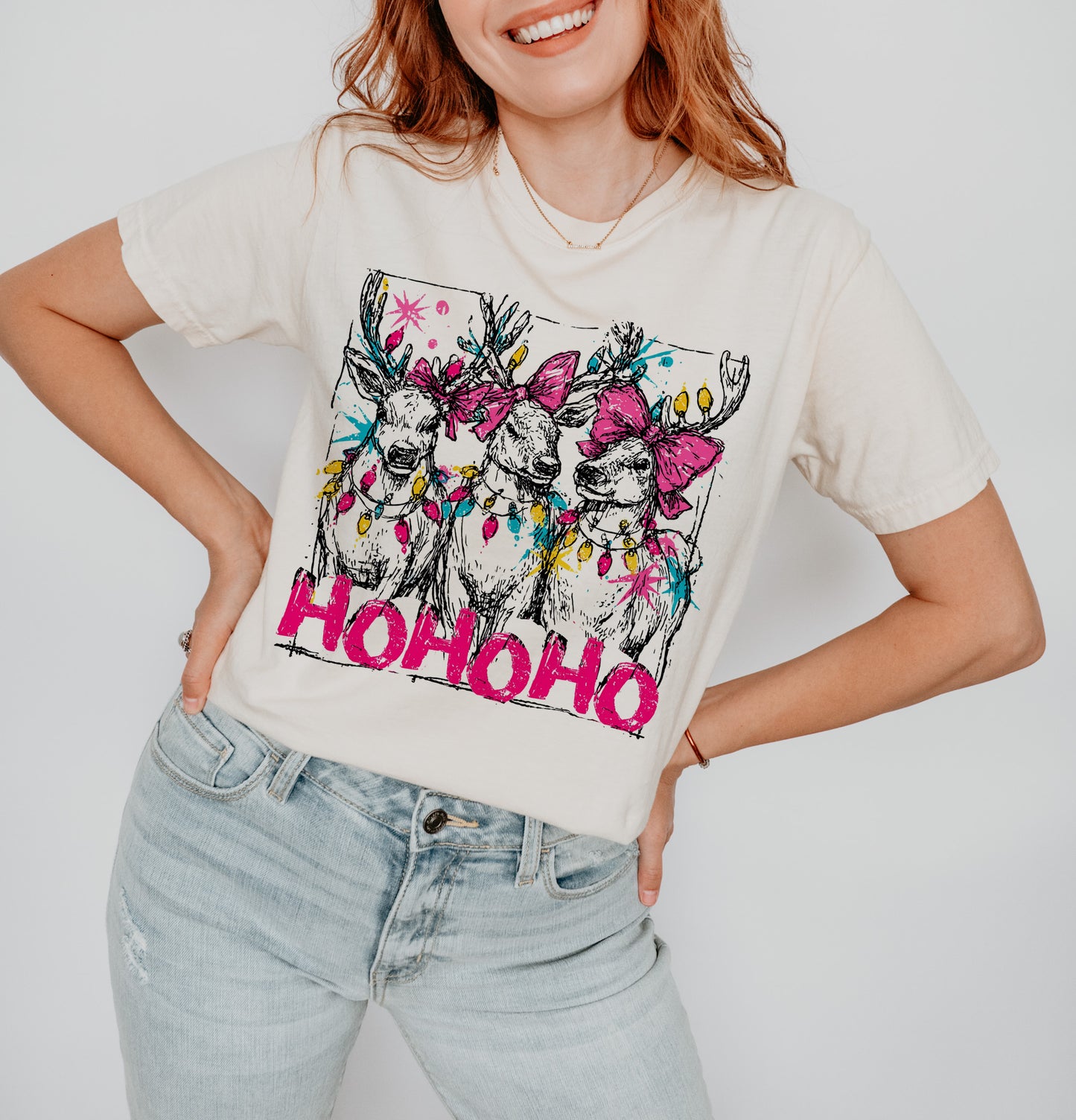 Reindeer Christmas shirt in Comfort Colors