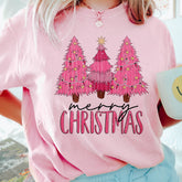 Pink Christmas Tree T-Shirt in Pink Blossom