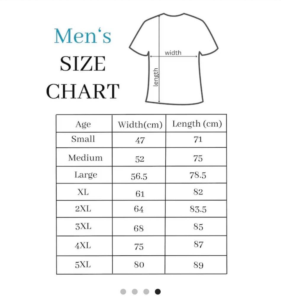 Size chart for men