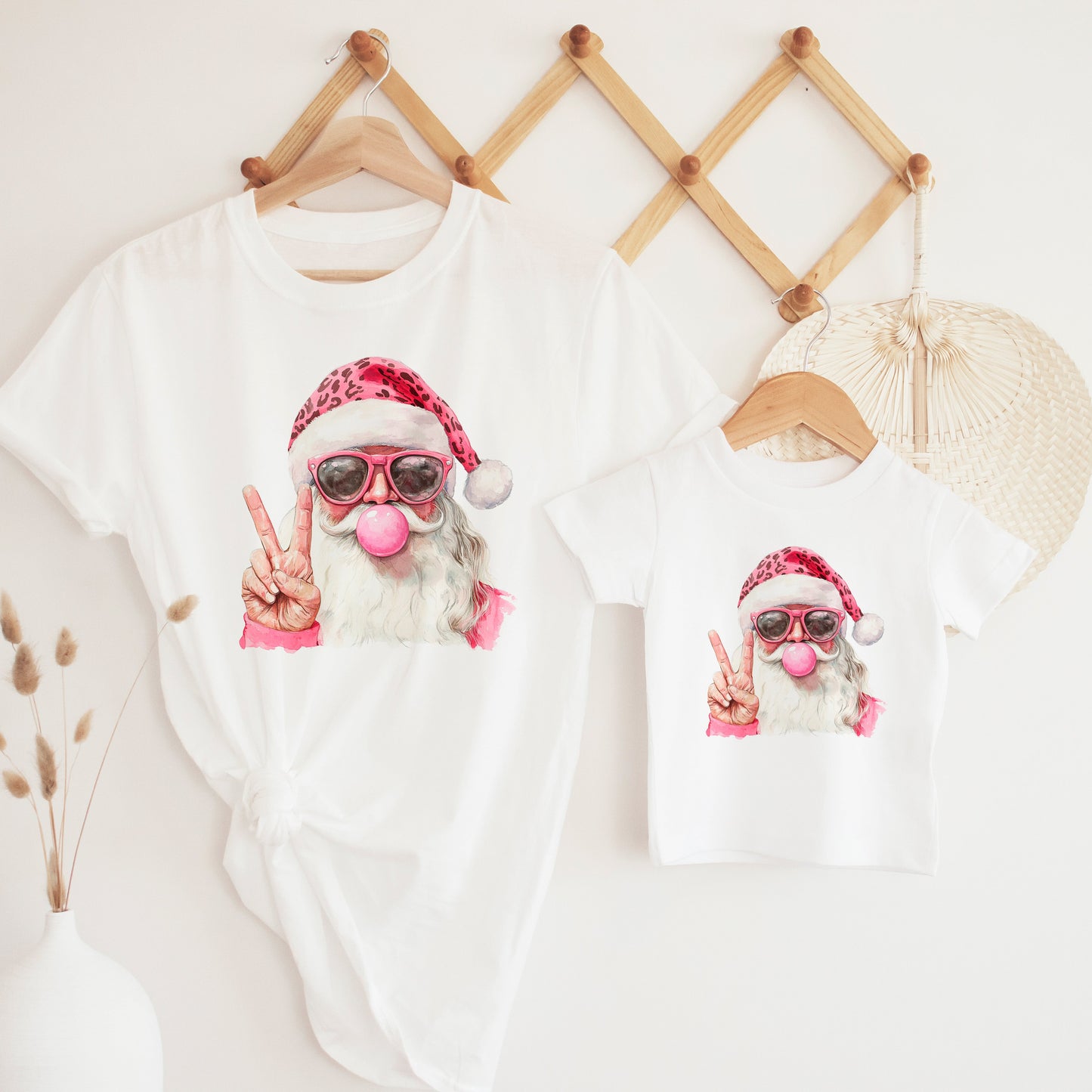 Santa Peace out shirts for Mum and Kids