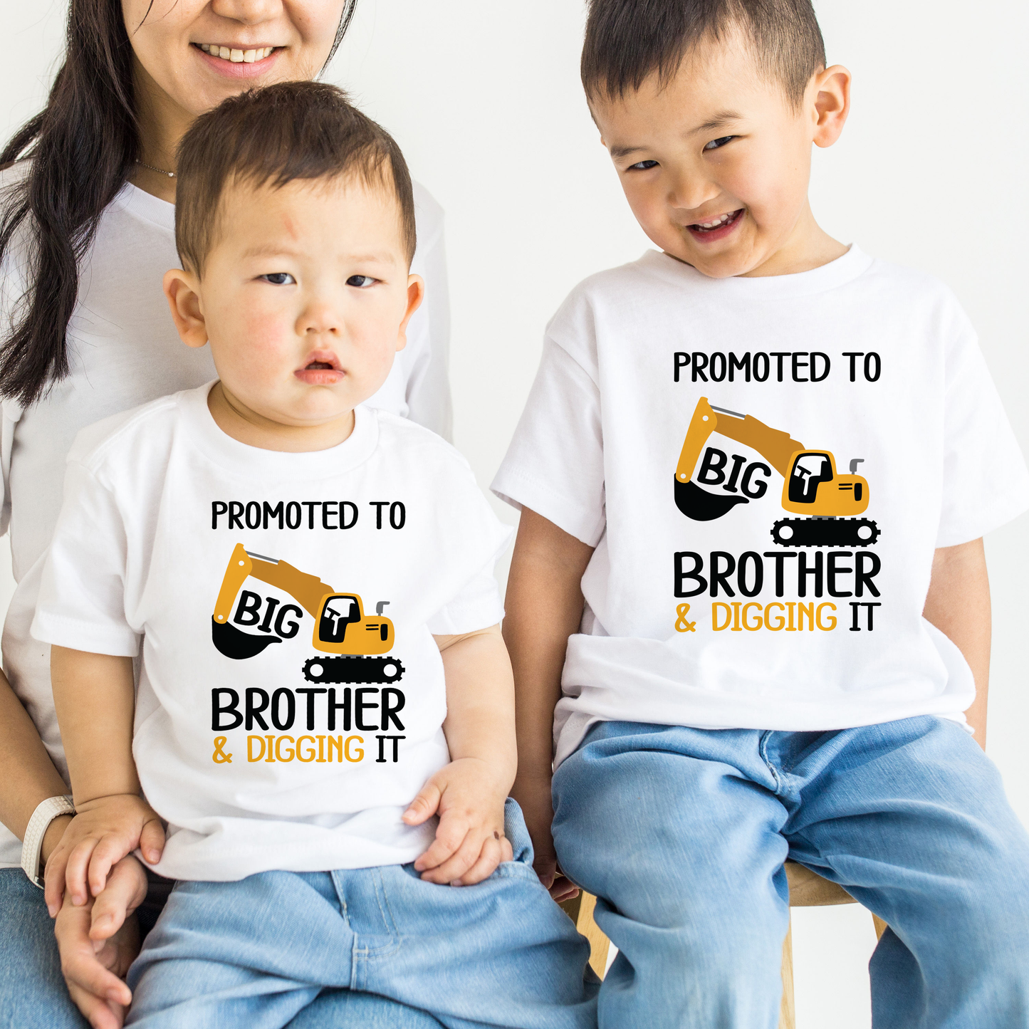 Promoted to Big brother and diggit it white shirt