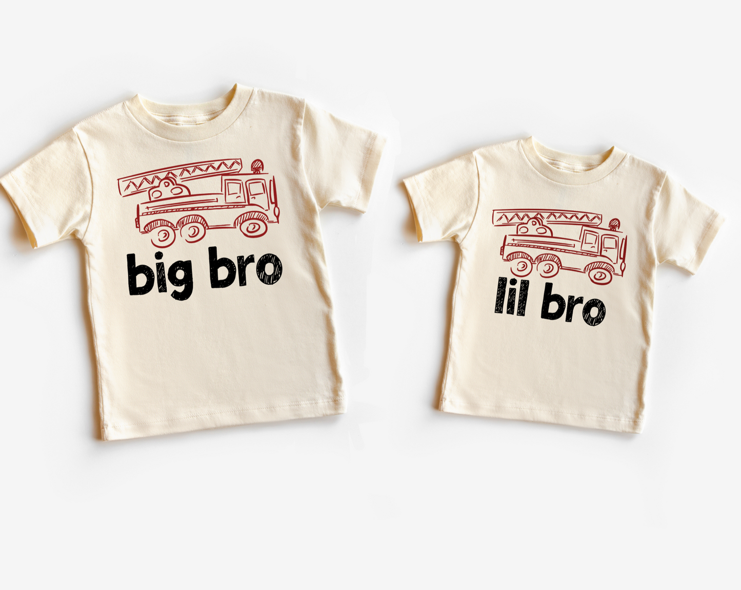 Big Brother Little Brother t shirt with fire truck