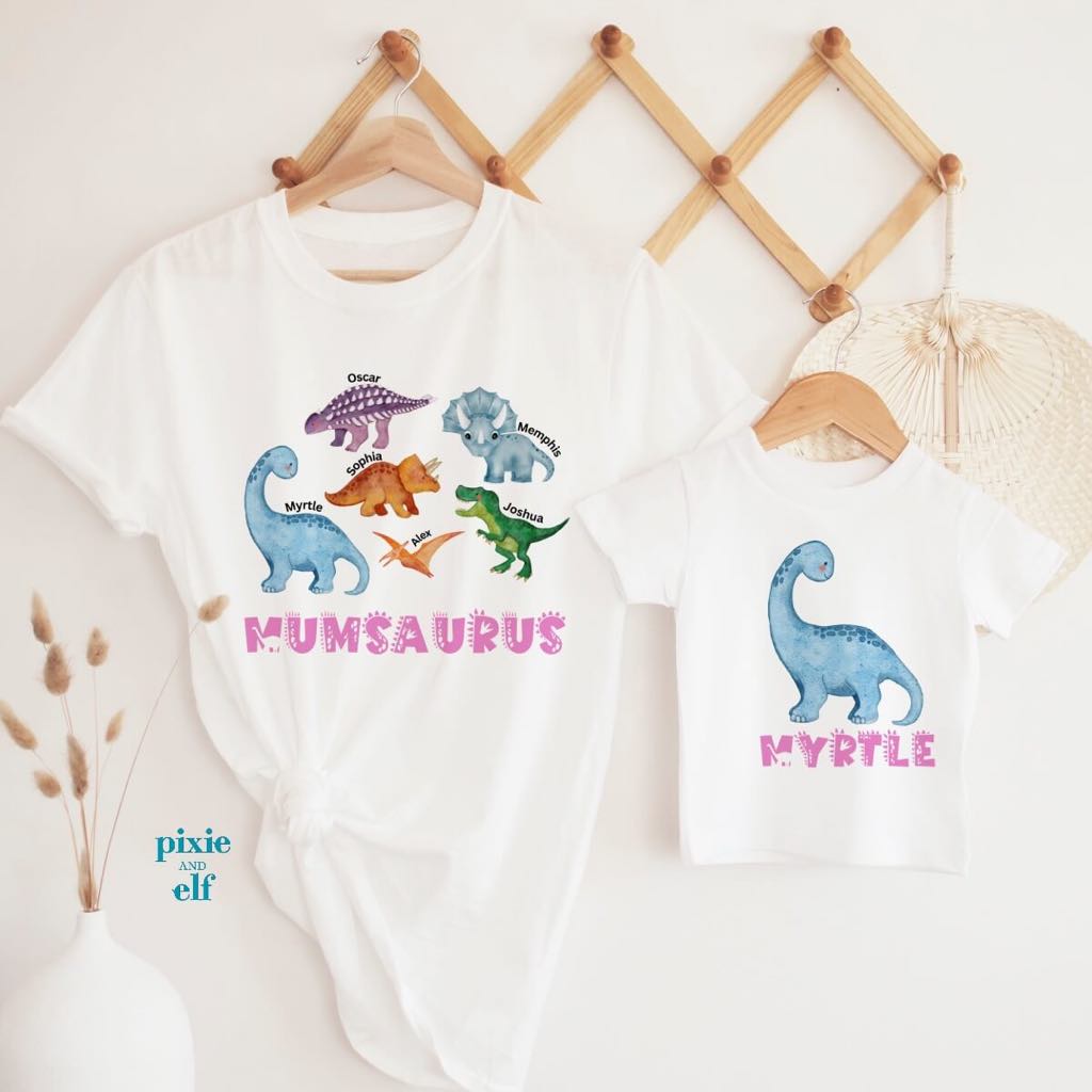 Personalised Dadsaurus shirt with kids name