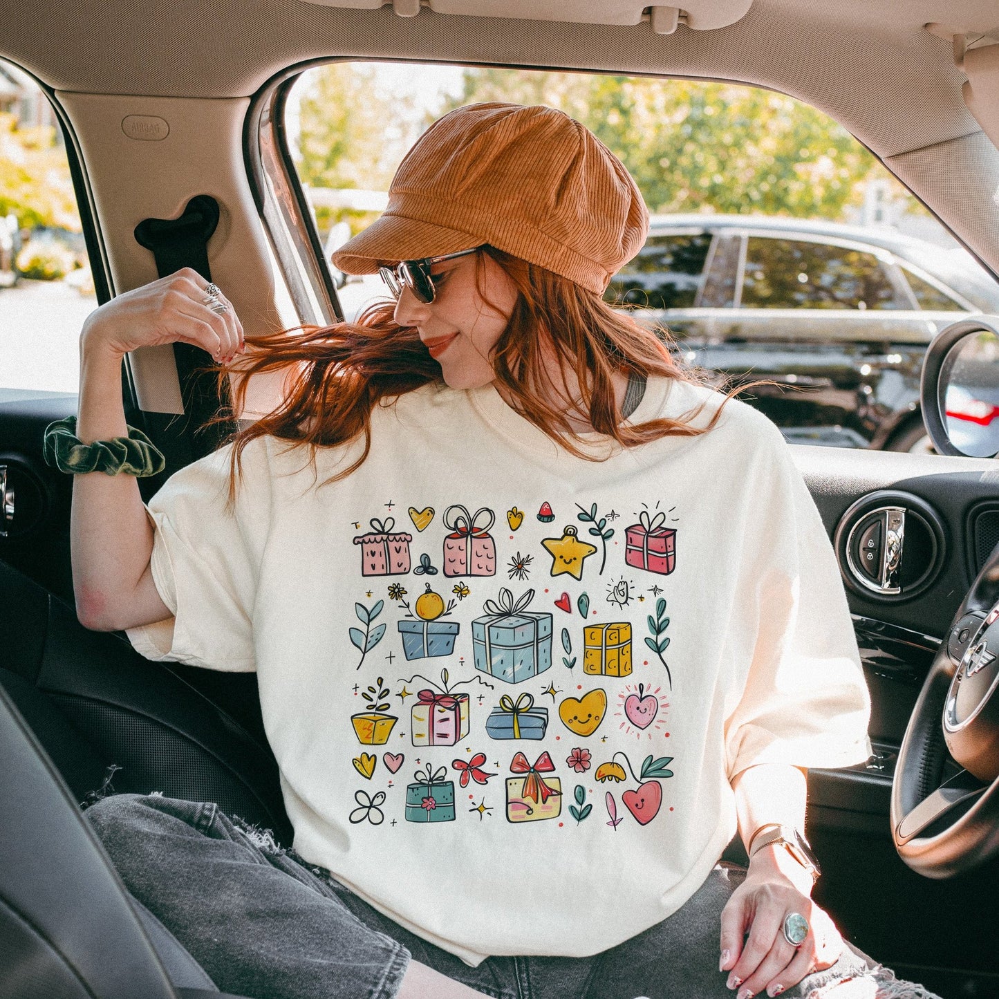 Christmas doodle shirt for women