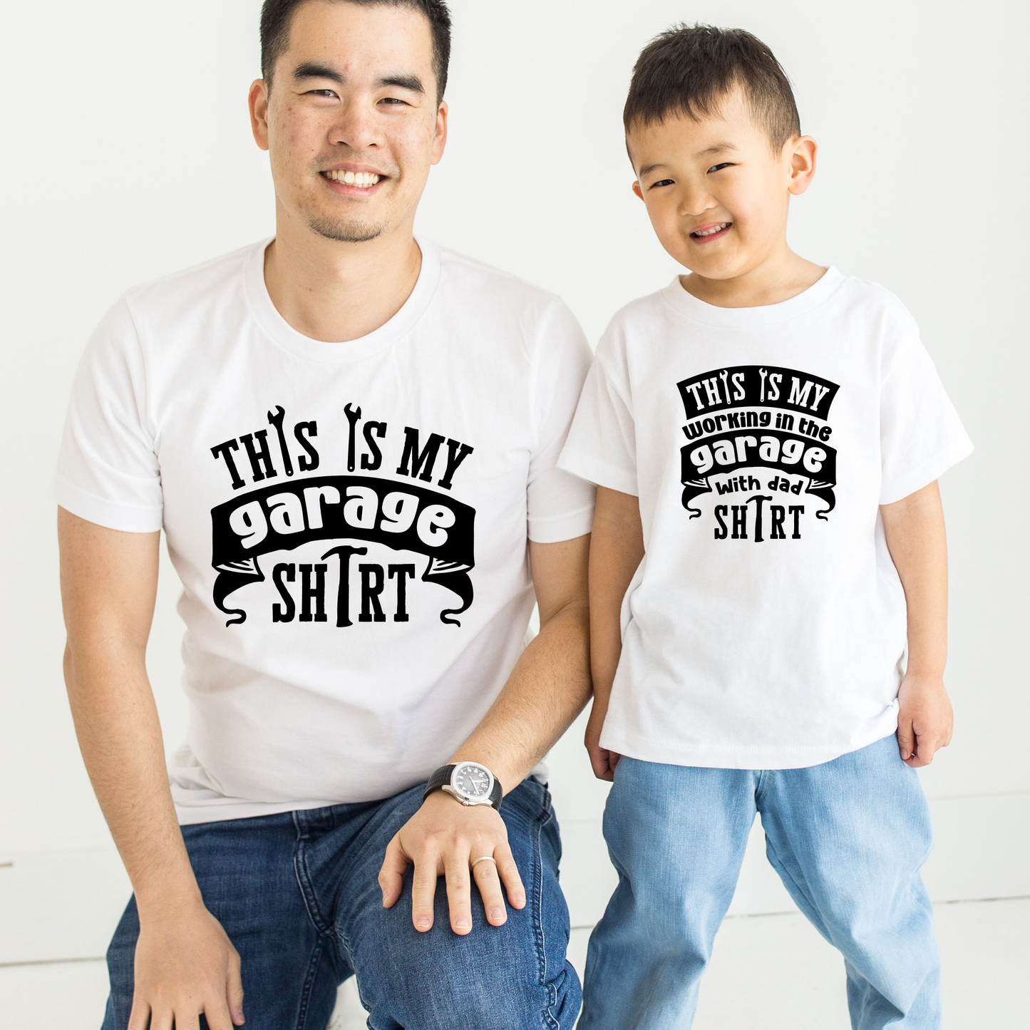Dad and child Garage matching t shirt