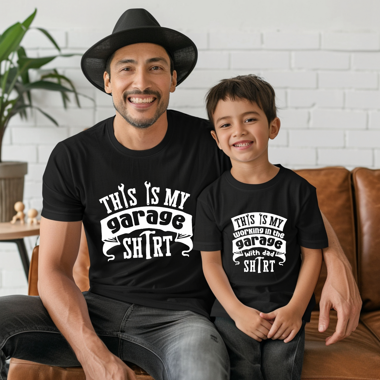 Dad and child Garage matching t shirt